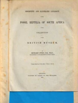 Descriptive and illustrated Catalogue of the Fossil Reptilia of South Africa in the Collection of the British Museum