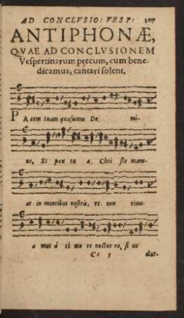 Antiphonae, Quae Ad Conclusionem Vespertinarum precum, cum benedicamus, cantari solent.