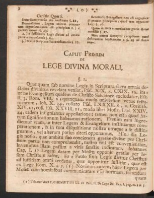 Caput Primum de Lege Divina Morali.