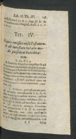 Tit. IV. Si quis omissa causa Testamenti ab intestato vel alio modo posside at haereditatem