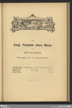 Königliche Pinakothek älterer Meister zu München. Photographien nach den Original-Gemälden