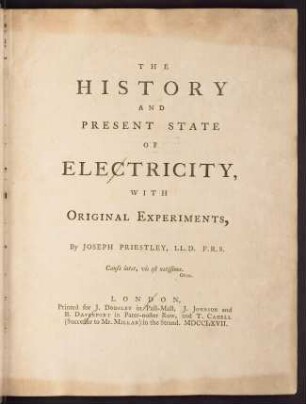 History and present state of electricity, with original experiments