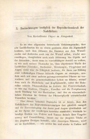 Beobachtungen bezüglich der Reproductionskraft der Nadelhölzer