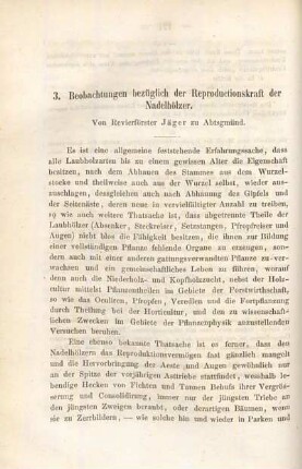 Beobachtungen bezüglich der Reproductionskraft der Nadelhölzer