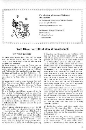 Rudl Kinau vertellt ut sien Wihnachsbook : Dat fiene Klingen
