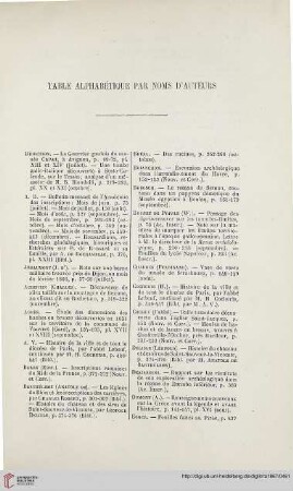 Table alphabétique par noms d'auteurs