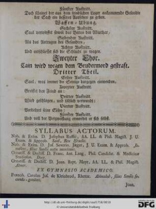 Syllabus Actorum.