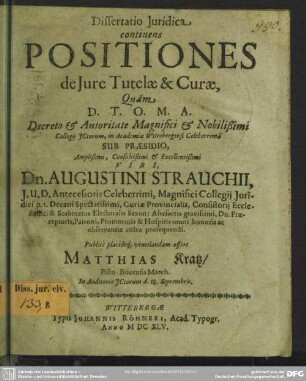 Positiones de jure tutelae et curae