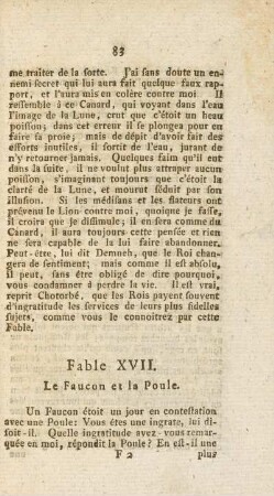 Fable XVII. Le Faucon et la Poule