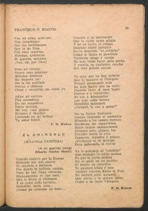 El chíngolo : (Milonga campera)