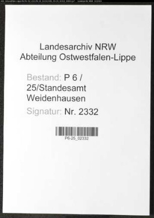Sterberegister Standesamt Weidenhausen