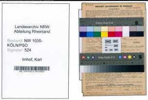 Entnazifizierung Karl Imhof , geb. 23.12.1907 (Maschinentechniker)