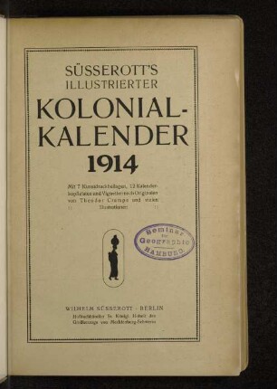 1914: Süsserott's illustrierter Kolonial-Kalender