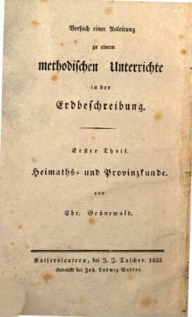 Beschreibung von Rheinbaiern : zunächst zum Gebrauche für Volks-Schullehrer Rheinbaierns
