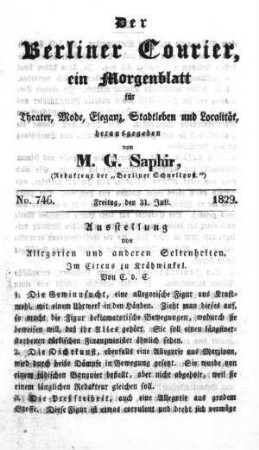 No. 746., Freitag, den 31. Juli 1829