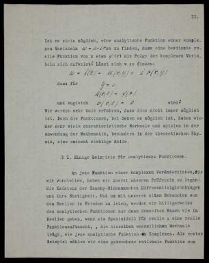 § 3. Einige Beispiele für analytische Funktionen.