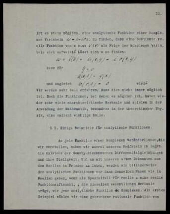 § 3. Einige Beispiele für analytische Funktionen.