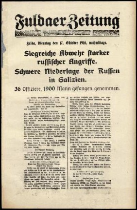Ausgabe vom Dienstag, den 17. Oktober 1916.