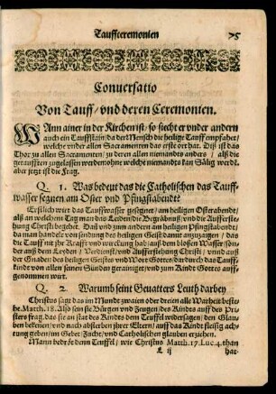 Conversatio Von Tauff/ und deren Ceremonien.