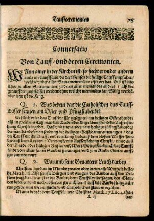Conversatio Von Tauff/ und deren Ceremonien.