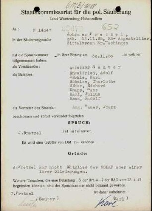 Pretzel, Johannes