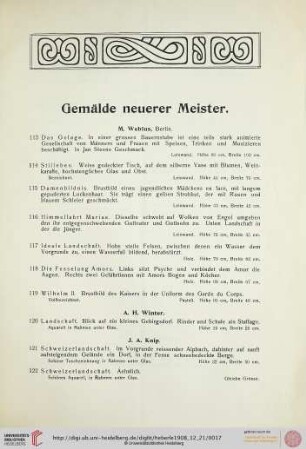 Gemälde neuerer Meister (Nr. 113-258)
