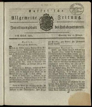 21tes Stueck, Sonntag, den 18. Februar 1810