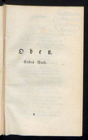 Oden. Erstes Buch.