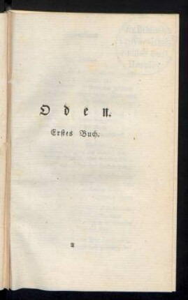 Oden. Erstes Buch.