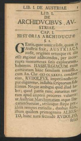 Cap. I. Historia Archiducum.