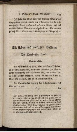 Die sieben und vierzigste Gattung. Der Kernbeißer. Loxia.