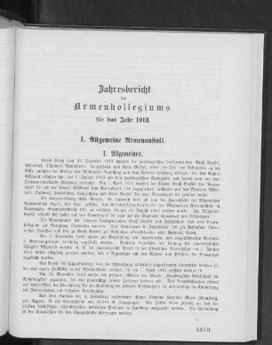 Jahresbericht des Armenkollegiums für das Jahr 1913.