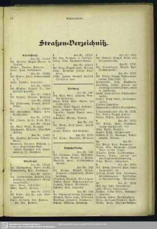 Häuserbuch : Straßen-Verzeichniß