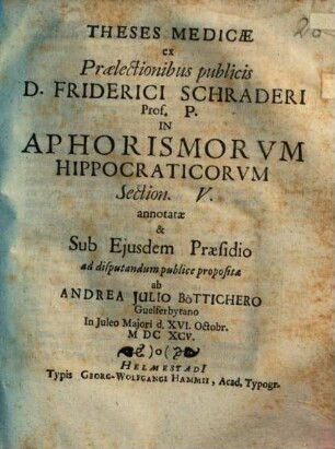 Theses med. in Aphorismorum Hippocraticorum Section. V