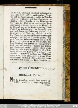 27. von Steinkeller.