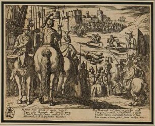 Kampf vor Jerusalem (Blatt Nr. 6 aus der zweiten Serie zum Epos "La Gerusalemme Liberata" von Torquato Tasso)