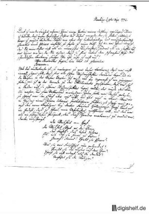 1: Brief von Heinrich Wagner an Johann Wilhelm Ludwig Gleim