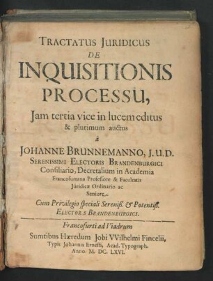 Tractatus Iuridicus De Inquisitionis Processu