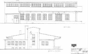 Kornwestheim Pbf: Sauerstofferzeugungsanlage Gebäude 44 - Ansicht Bahn- und Straßenseite Nebengeb.