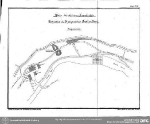 Tafel XIV - Königl. Halsbrückner Schmelzhütte. Lageplan des Kraftwerkes Tuttendorf