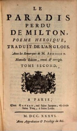 Le Paradis Perdu De Milton : Poëme Heroique. 2