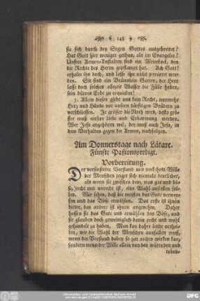 Am Donnerstage nach Lätare. Fünfte Paßionspredigt.