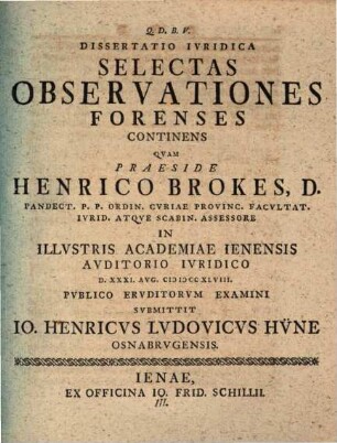 Dissertatio iuridica selectas observationes forenses continens, N. III.