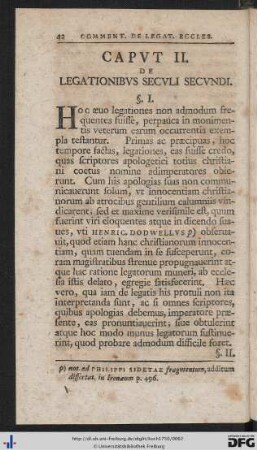 Caput II. De Legationibus Seculi Secundi.