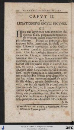 Caput II. De Legationibus Seculi Secundi.