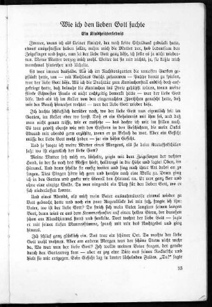 Wie ich den lieben Gott suchte Ein Kindheitserlebnis