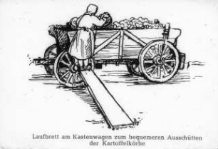 Laufbrett am Kastenwagen zum bequemeren Ausschütten der Kartoffelkörbe