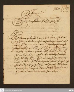 Brief von August Hermann Francke an Johann Daniel Herrnschmidt.