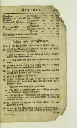 Zusaetze und Verbesserungen