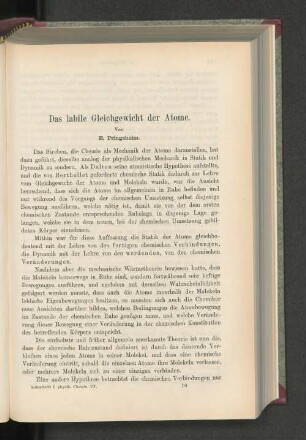 Das labile Gleichgewicht der Atome.